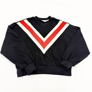 ASTR Chevron Graphic Woven Printed Long Sleeve V-Neck Sweater Top Size Small